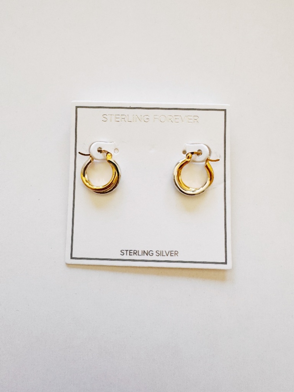 Sterling Forever 925 Sterling Silver Two-Tone Gold Silver Huggie Hoop Earrings
